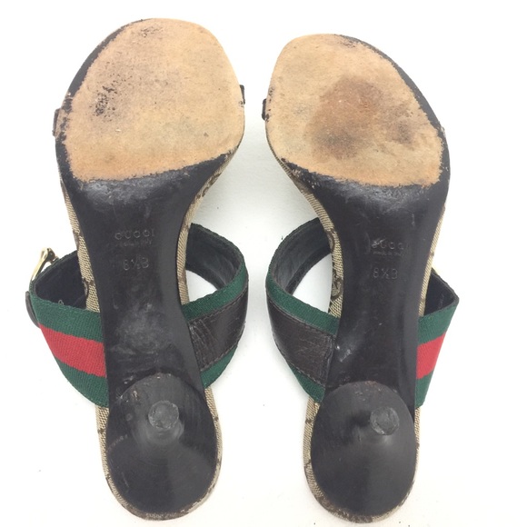 Gucci beige Horsebit Web Slide Sandals 1990’s - Picture 6 of 8